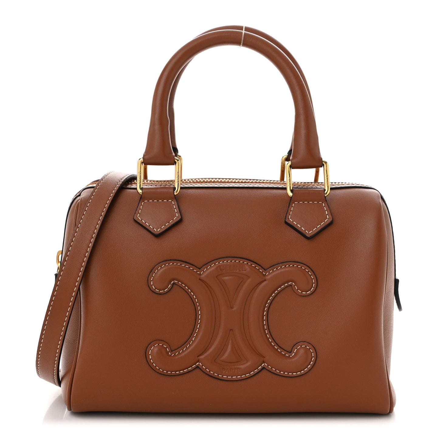 Smooth Calfskin Triomphe Small Boston Bag Tan