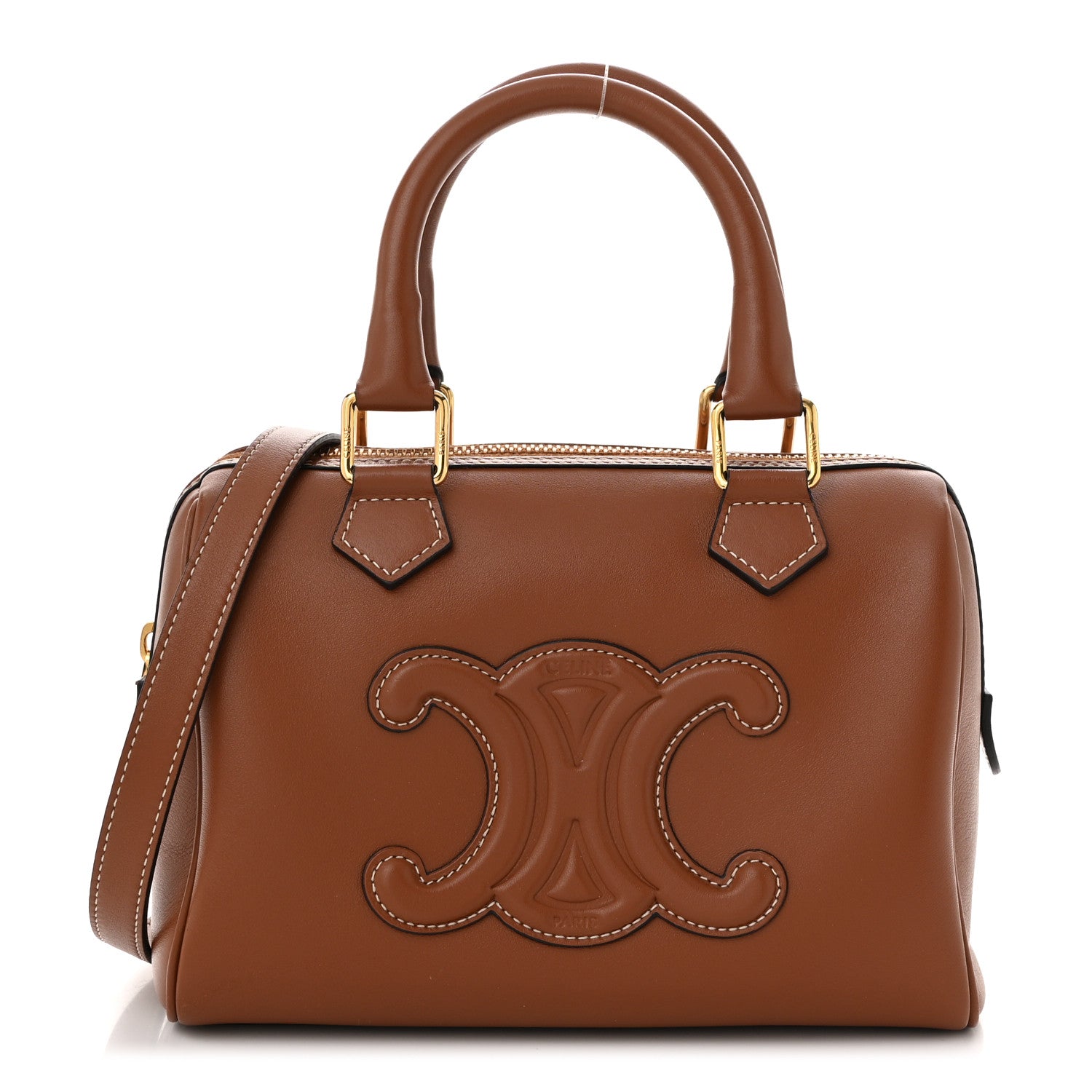 Celine Smooth Calfskin Triomphe Small Boston Bag Tan 1 of 11
