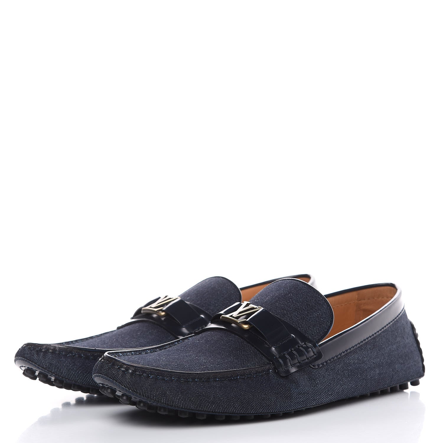 Louis Vuitton Denim Mens Hockenheim Moccasin Loafers 9 Marine 4 of 9