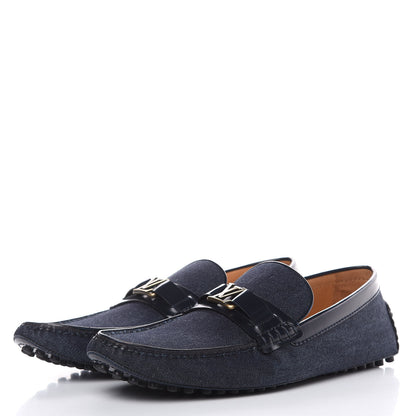 Louis Vuitton Denim Mens Hockenheim Moccasin Loafers 9 Marine 4 of 9