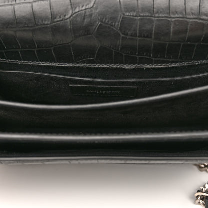 Saint Laurent Calfskin Crocodile Embossed Medium Monogram Sunset Black 11 of 14