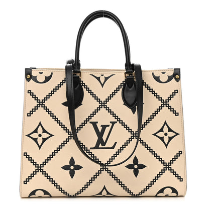 Louis Vuitton Empreinte Monogram Giant Broderies Onthego MM Cream Black 1 of 9