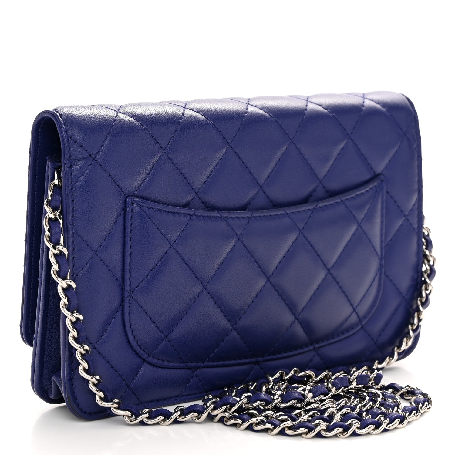 Chanel Lambskin Quilted Wallet On Chain WOC Blue Blue 3 of 12