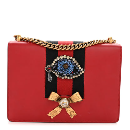 Gucci Calfskin Web Medium Peony Chain Shoulder Bag Red 1 of 13