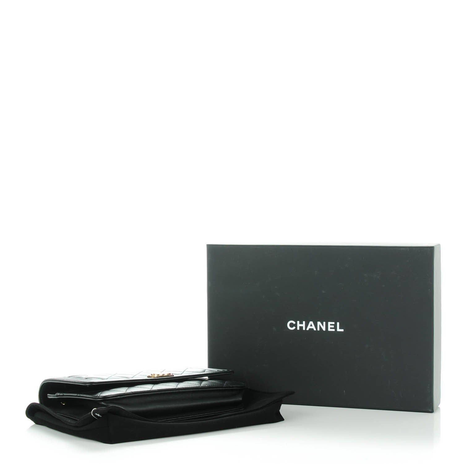 Chanel Lambskin Quilted Boy Wallet On Chain WOC Black 4 of 8