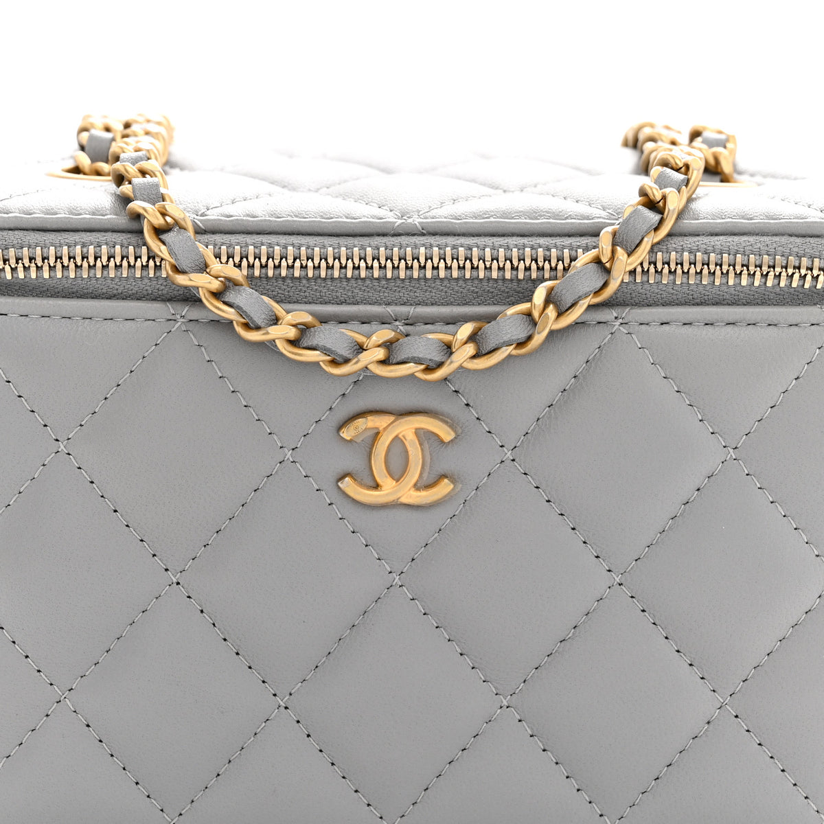 Chanel Lambskin Quilted Small Pearl Crush Vanity Case With Chain Grey 8 of 11