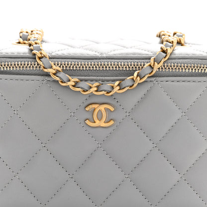 Chanel Lambskin Quilted Small Pearl Crush Vanity Case With Chain Grey 8 of 11