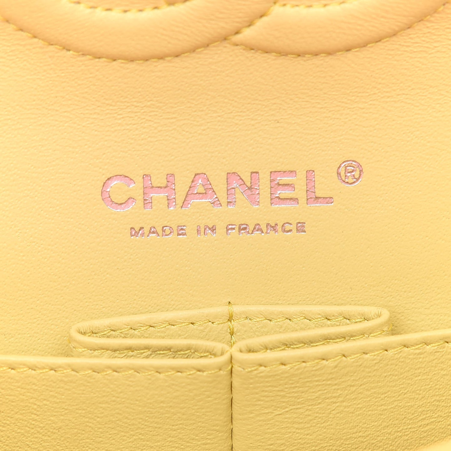 Caviar Quilted Medium Double Flap Light Yellow