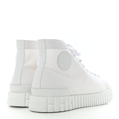 Hermes Canvas Calfskin Mens Climb Sneakers 42.5 White 4 of 9
