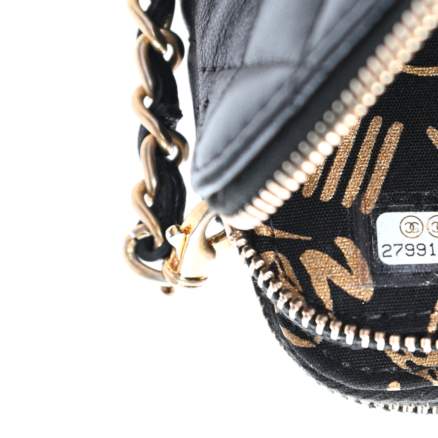 Calfskin Quilted Small Graffiti Clutch With Chain Black