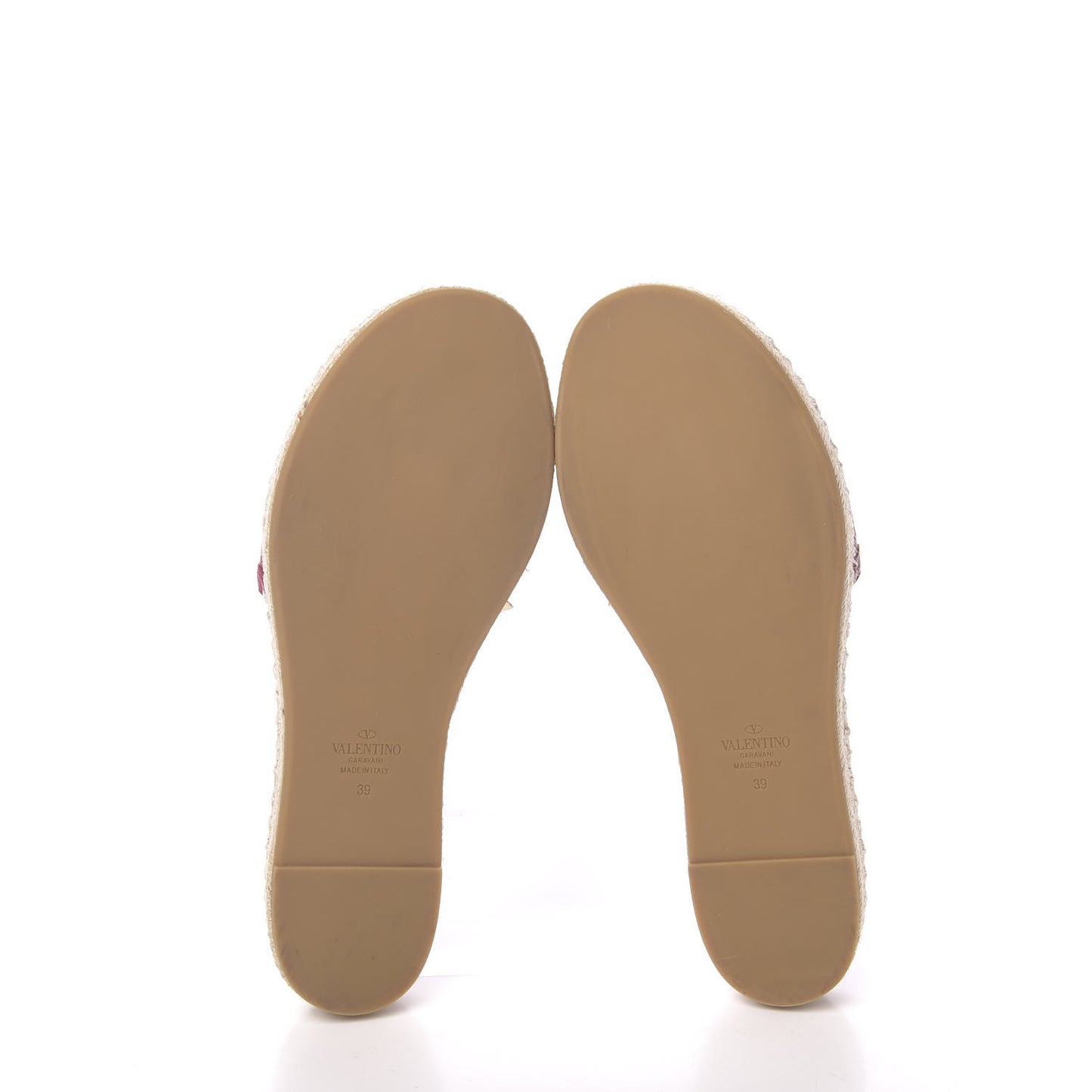 Grained Calfskin Rockstud Espadrille Flat Slide Sandals 39 Red