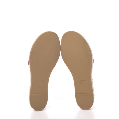 Valentino Garavani Grained Calfskin Rockstud Espadrille Flat Slide Sandals 39 Red 5 of 8