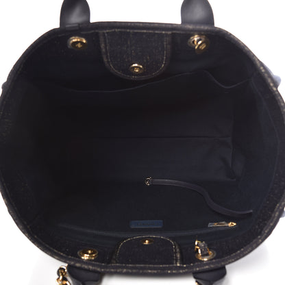 Chanel Lurex Canvas Medium Deauville Tote Navy Blue Gold 5 of 7