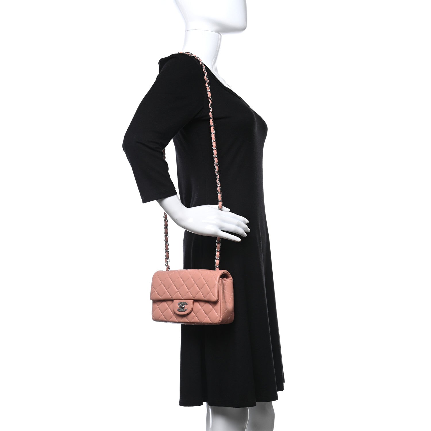 Chanel Lambskin Quilted Mini Rectangular Flap Pink 2 of 9