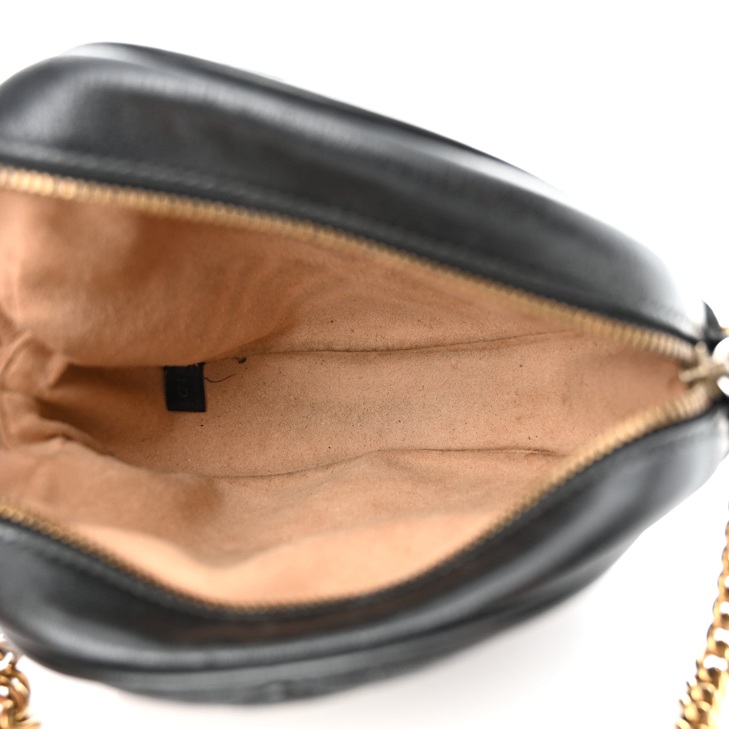 Gucci Azalea Calfskin Matelasse Heart Mini GG Marmont Round Shoulder Bag Black 5 of 10