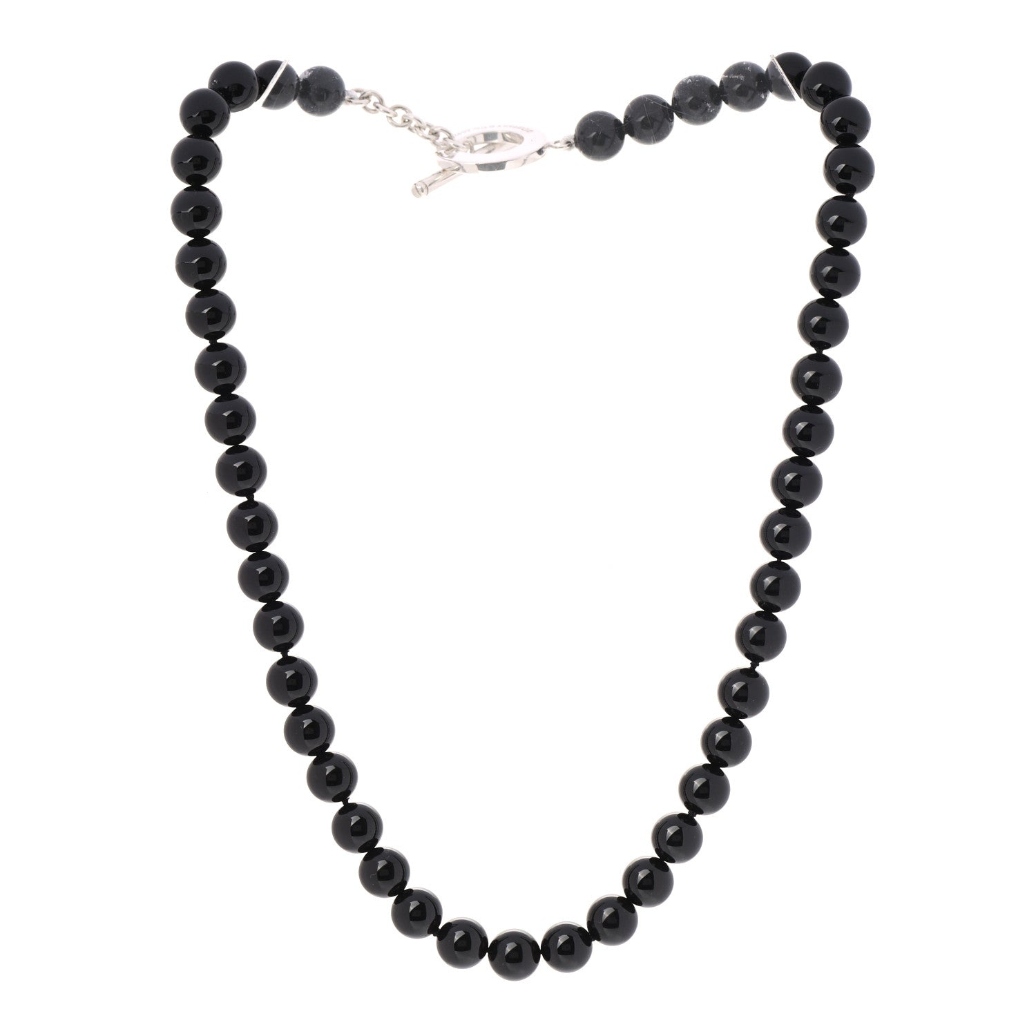 Tiffany Sterling Silver Black Onyx Bead Toggle Necklace 3 of 6