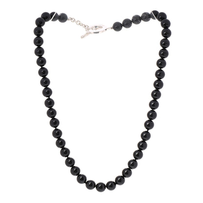 Tiffany Sterling Silver Black Onyx Bead Toggle Necklace 3 of 6