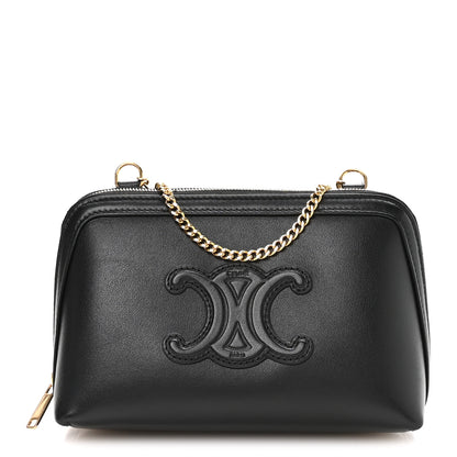 Celine Smooth Calfskin Cuir Triomphe Clutch on Chain Black 1 of 11