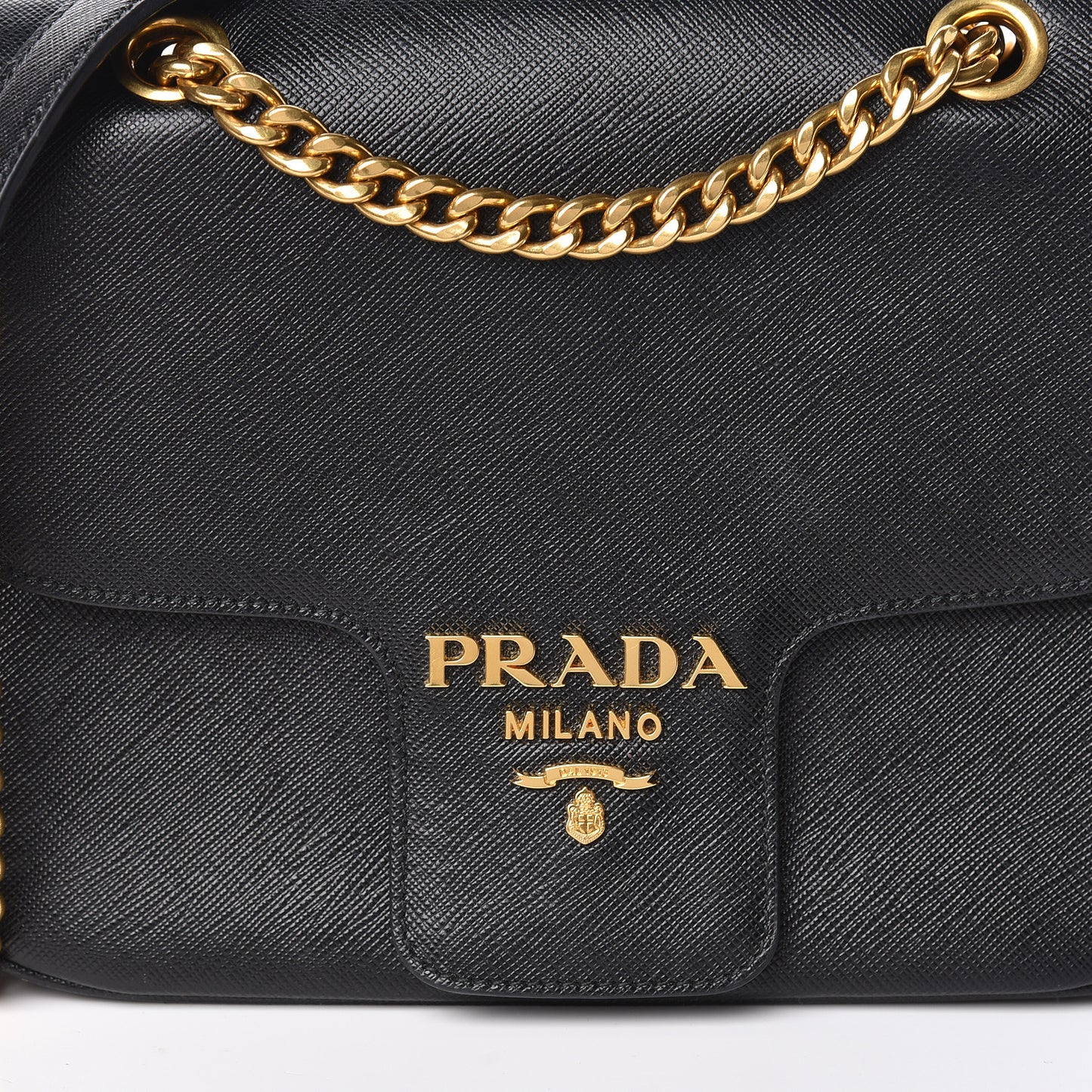 Saffiano Flap Shoulder Bag Black