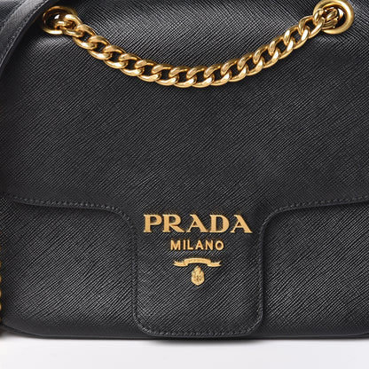 Prada Saffiano Flap Shoulder Bag Black 8 of 10
