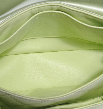 Chanel Satin Quilted Medium Flap Mint Green 7 of 9