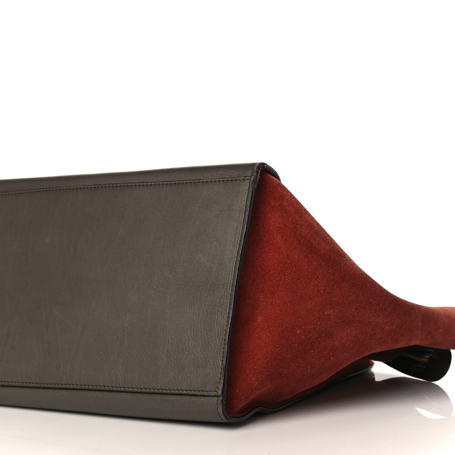 Celine Calfskin Suede Large Tri-Color Trapeze Terracotta 7 of 8