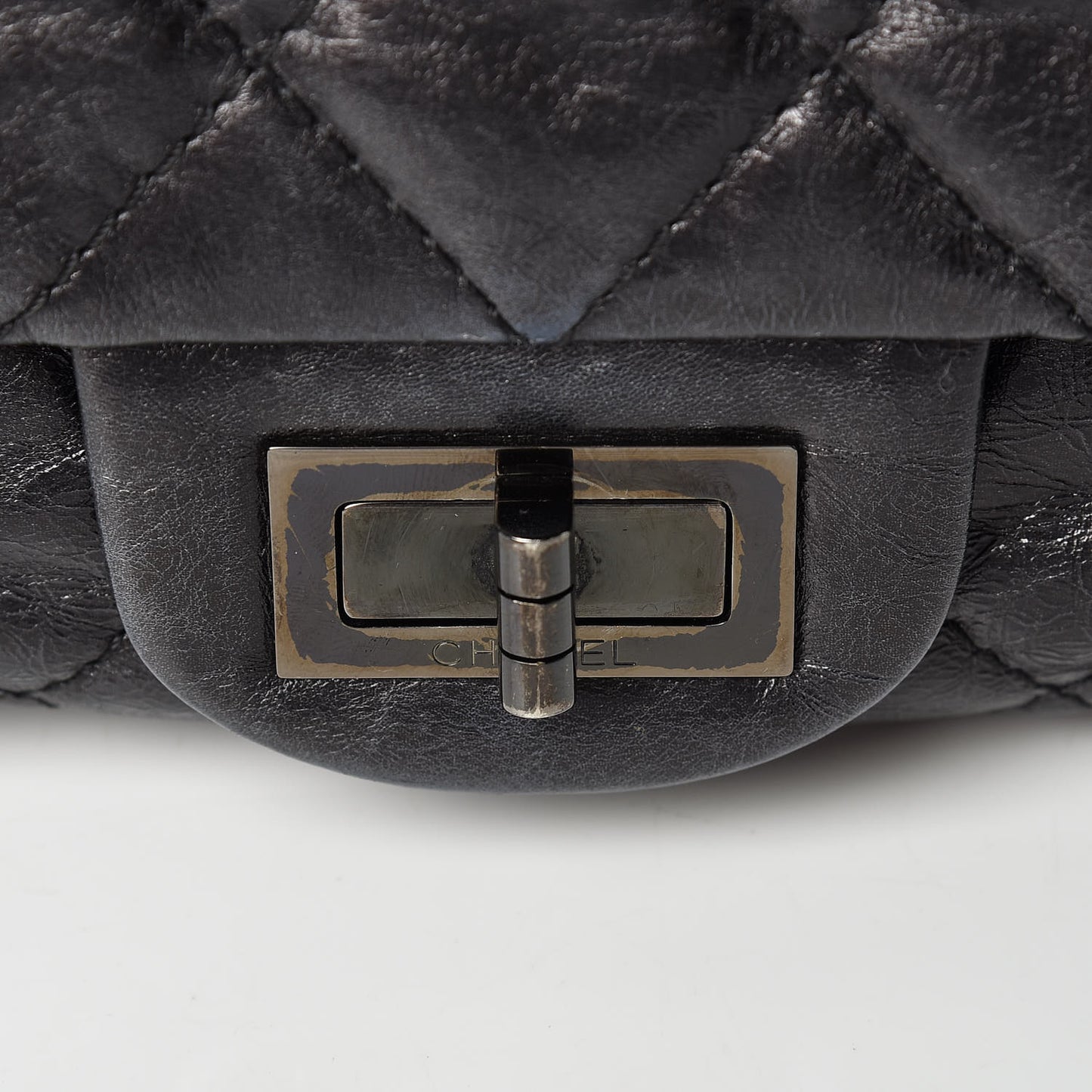 Metallic Aged Calfskin Quilted 2.55 Reissue 227 Flap So Black
