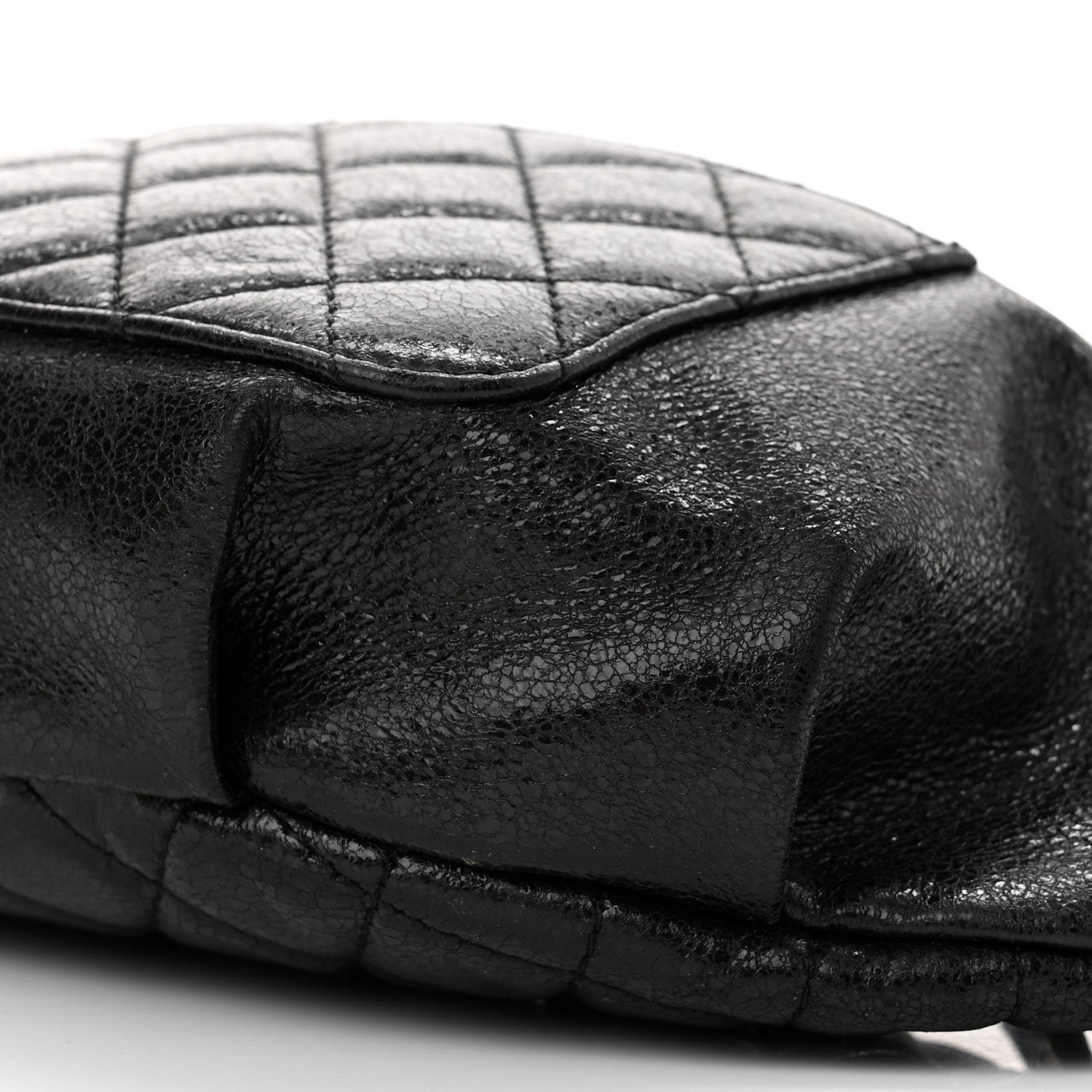Chanel Crumpled Glazed Lambskin Quilted Waist Bag Fanny Pack Black 10 of 11