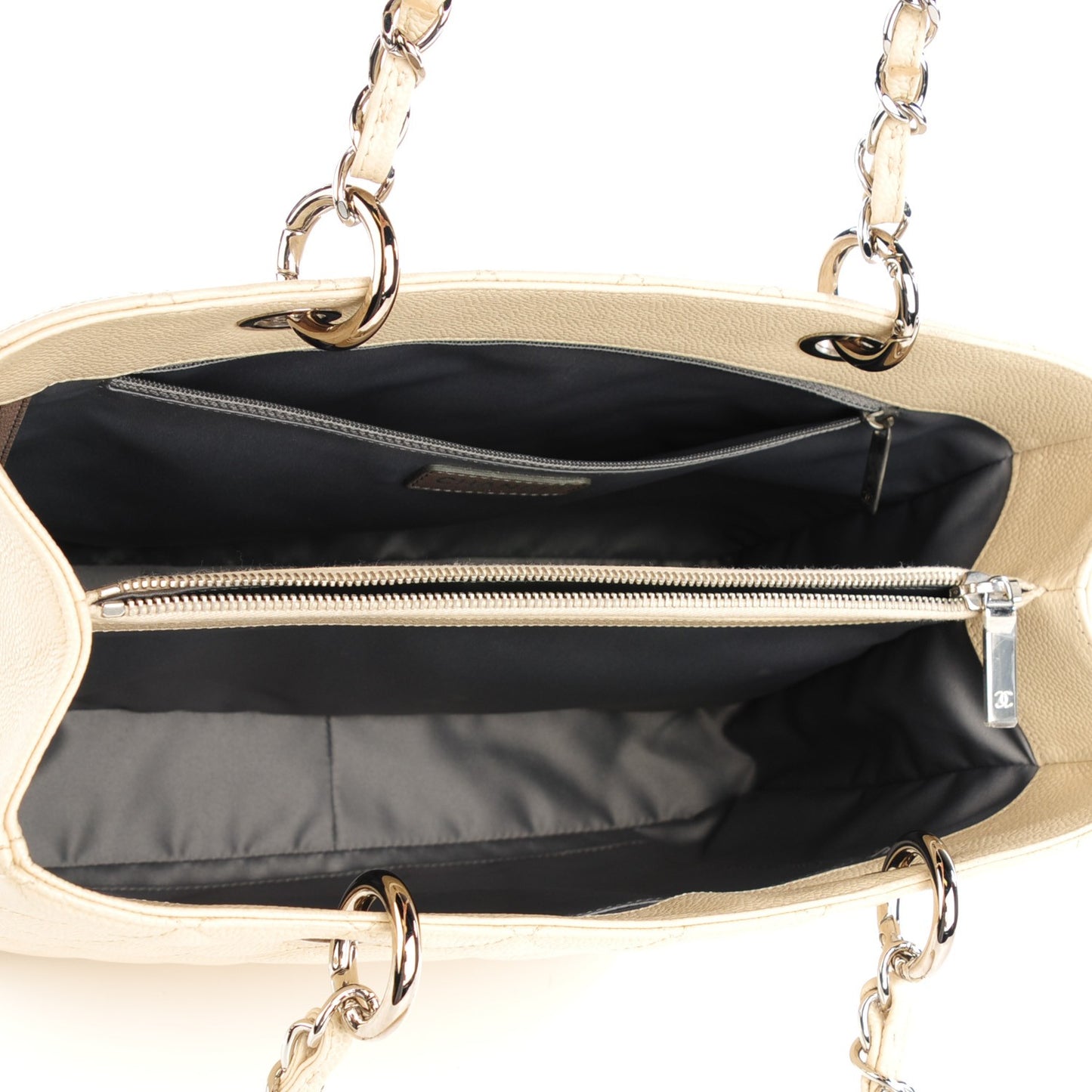Caviar Quilted Grand Shopping Tote GST Beige Clair