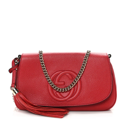 Gucci Pebbled Calfskin Medium Soho Flap Crossbody Vibrant Red 1 of 10