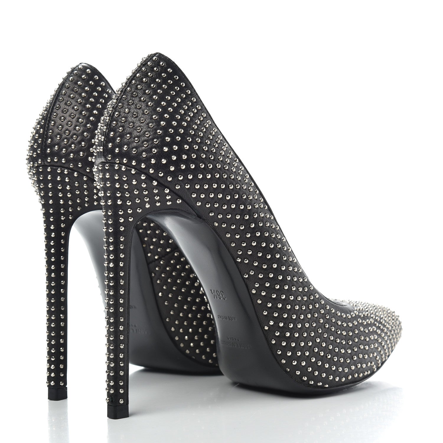 Saint Laurent Calfskin Micro Studded 110 Pumps 36.5 Black 4 of 10