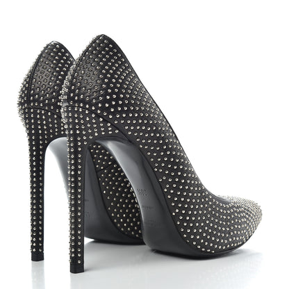Saint Laurent Calfskin Micro Studded 110 Pumps 36.5 Black 4 of 10