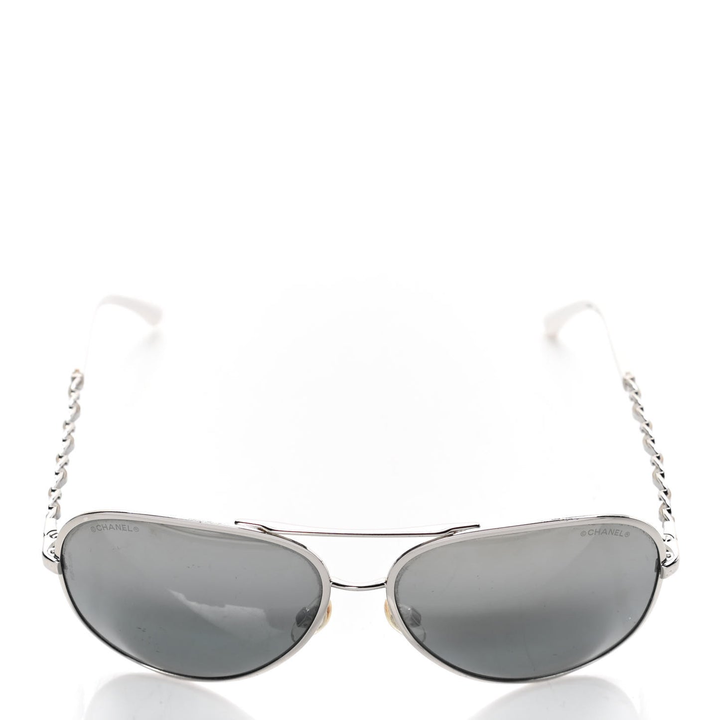 Lambskin Aviator Chain Sunglasses 4194-Q White
