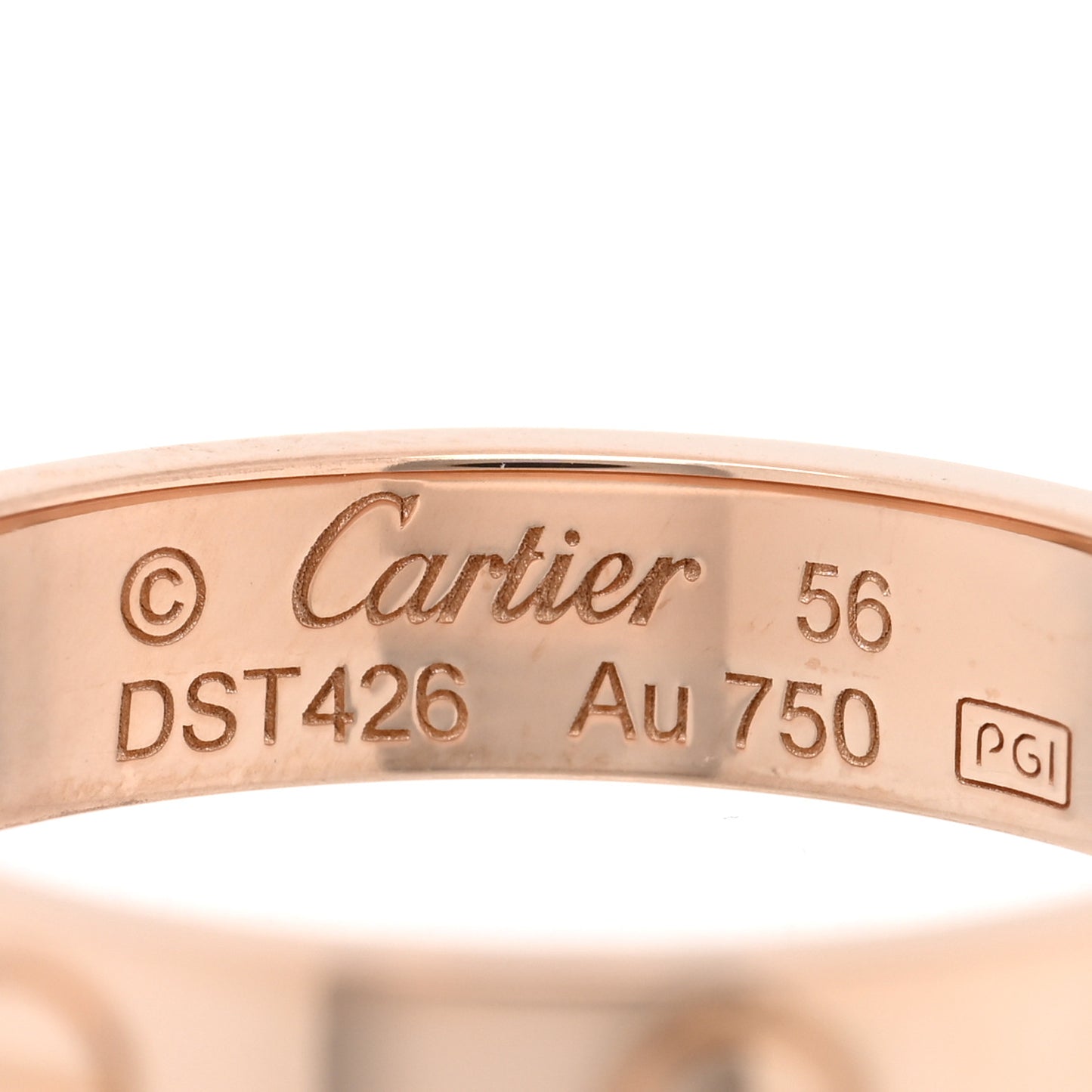 18K Pink Gold Diamond 4mm LOVE Wedding Band Ring 56 7.5