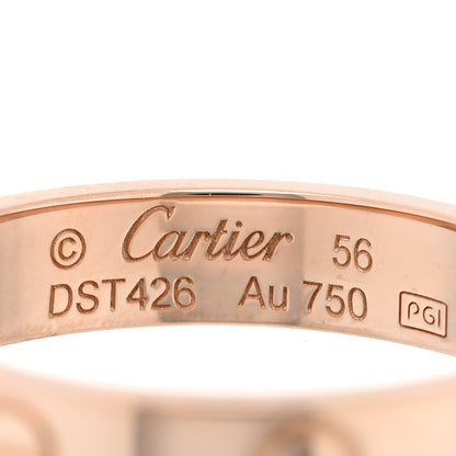 Cartier 18K Pink Gold Diamond 4mm LOVE Wedding Band Ring 56 7.5 4 of 5