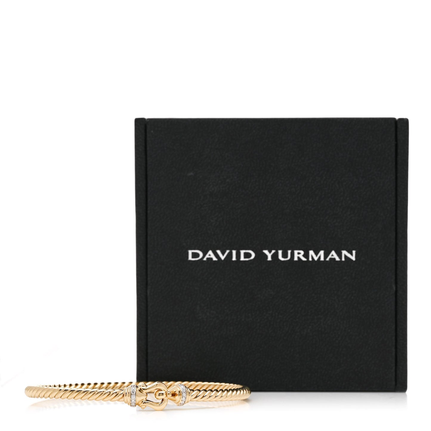 18K Yellow Gold Diamond 3.5mm Buckle Cablespira Bracelet
