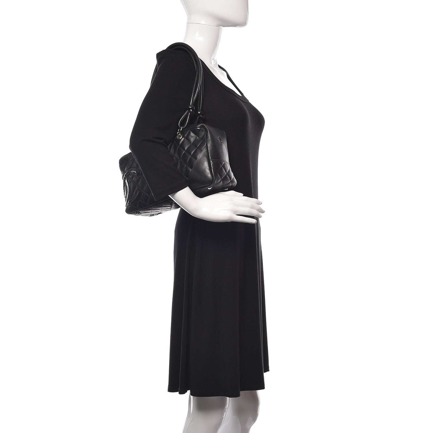 Chanel Calfskin Quilted Large Cambon Bowler Black 2 of 23