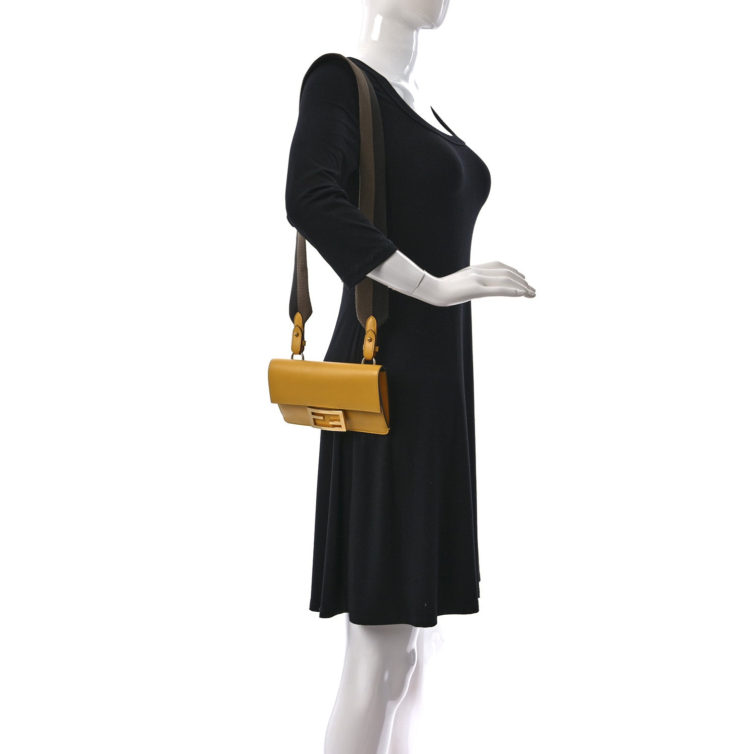 Fendi Vitello King Mini Flat Baguette Mimosa 2 of 9