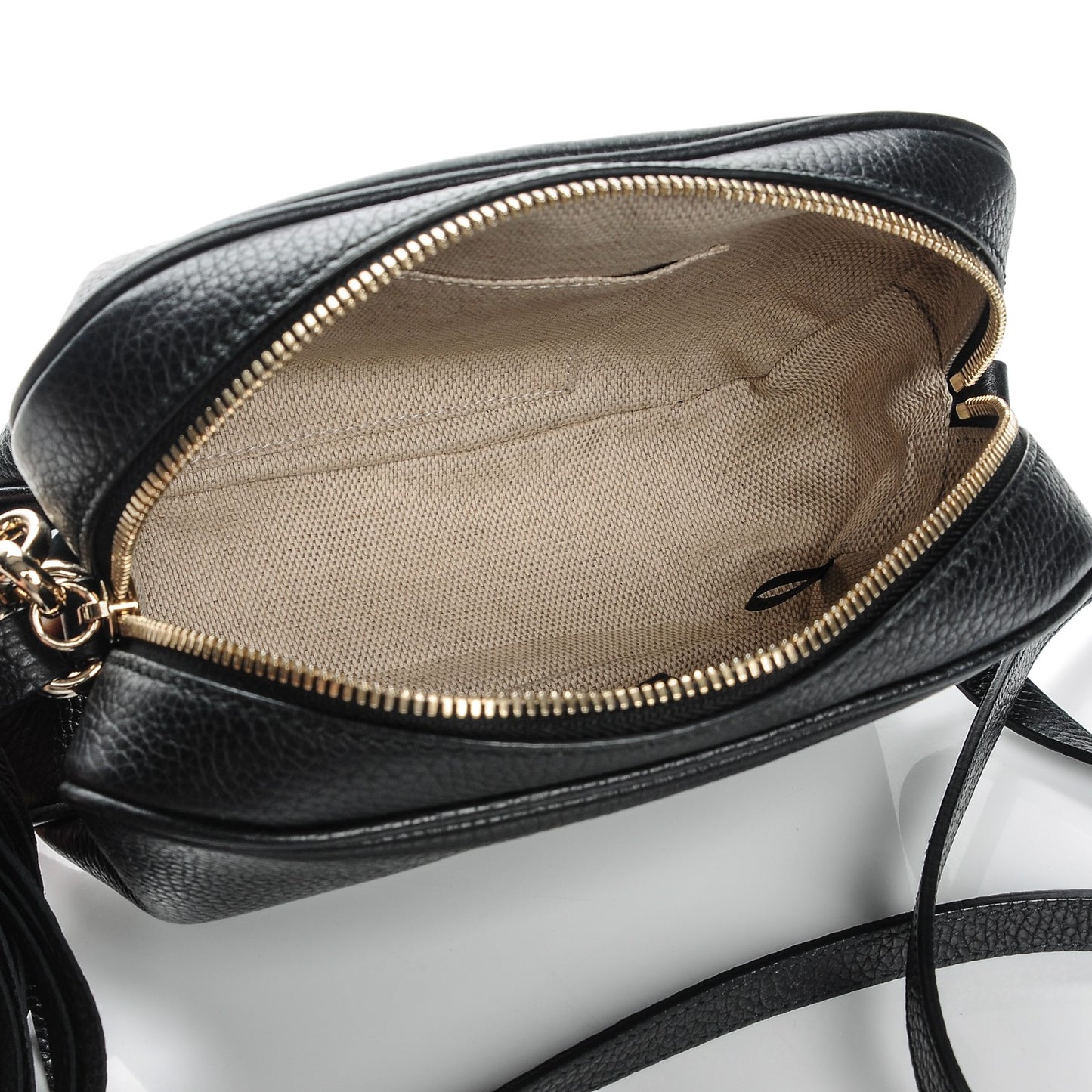 Pebbled Calfskin Small Soho Disco Bag Black