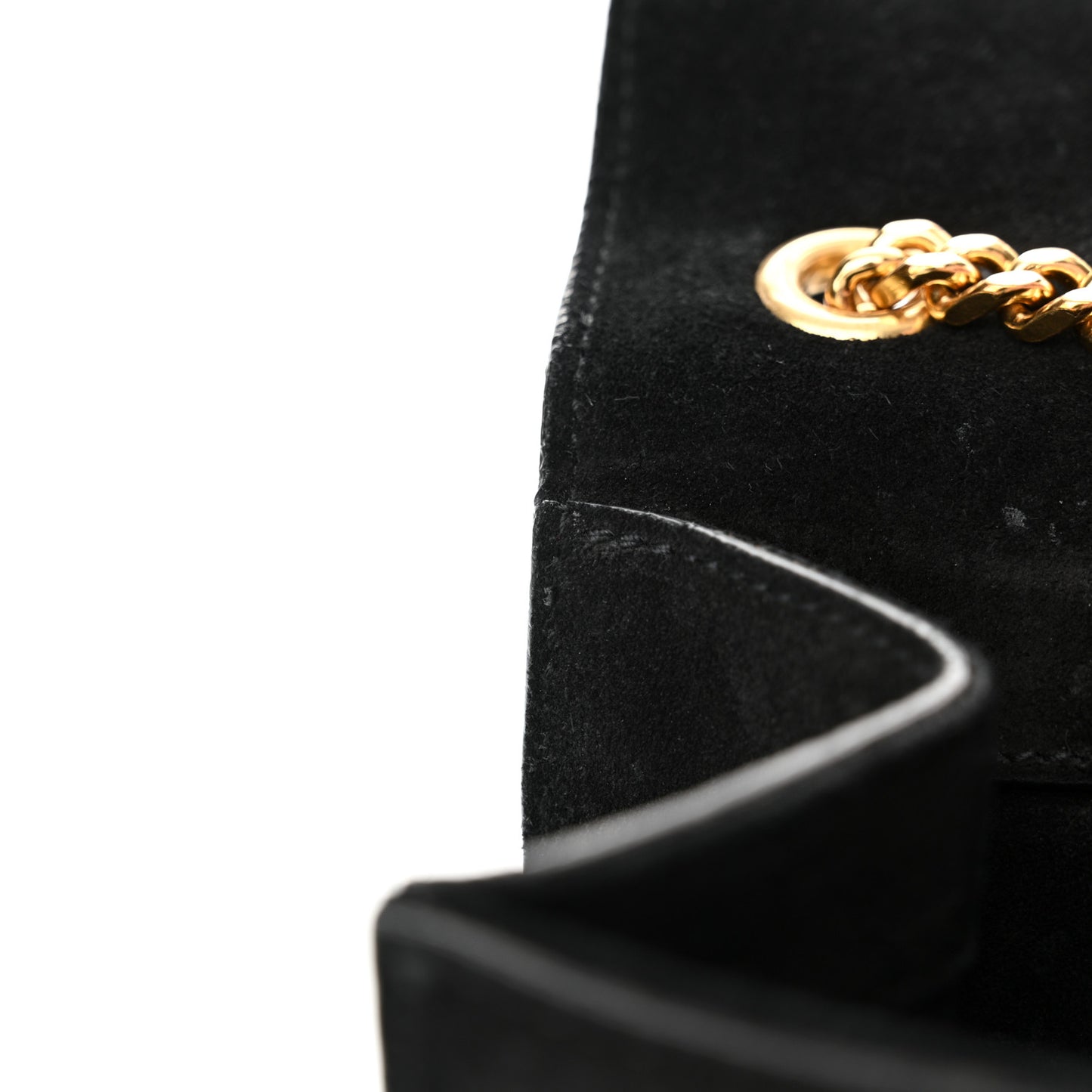 Suede Fringe Small Monogram Satchel Black