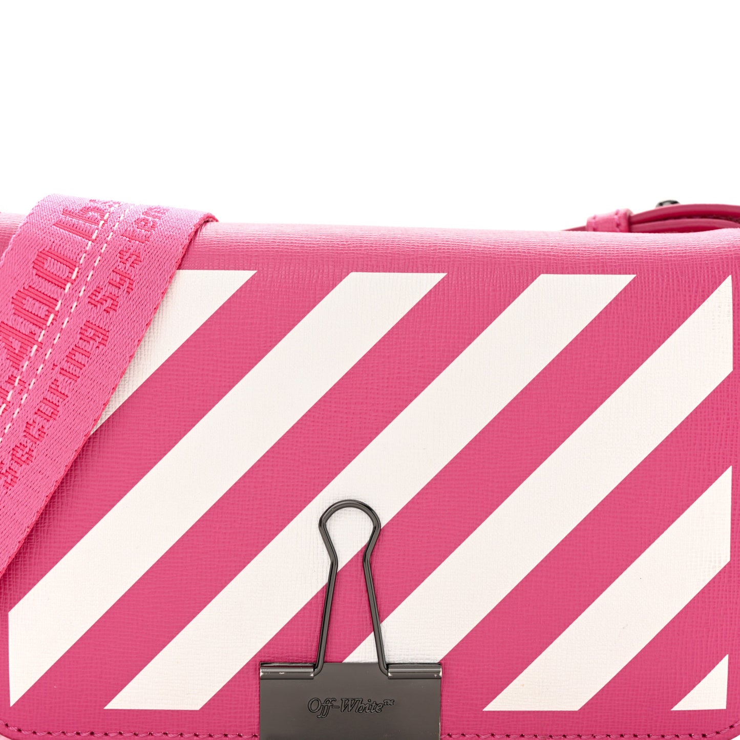 Saffiano Striped Diag Binder Clip Bag Pink White