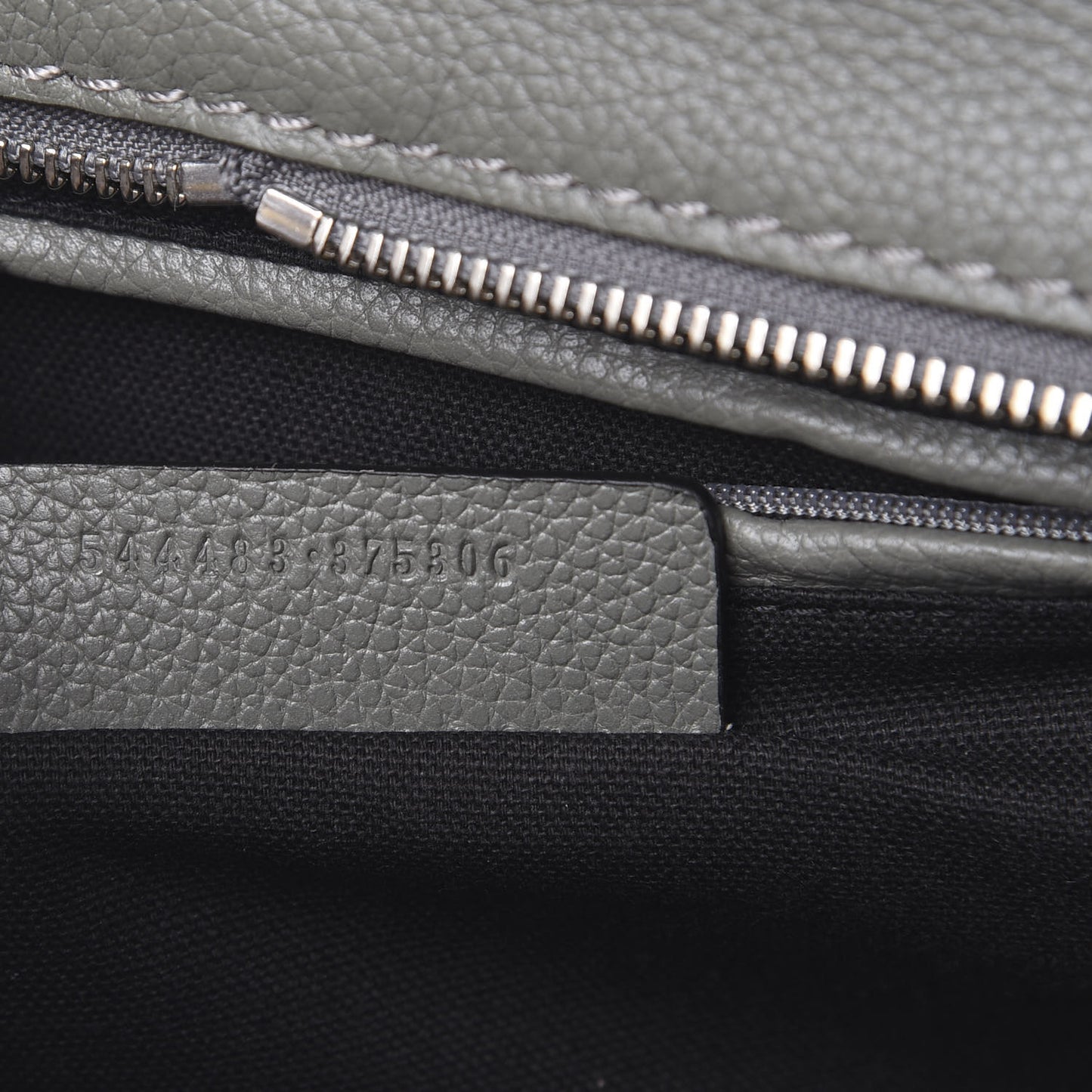 Pebbled Calfskin Small Skull Padlock Zip Around Tote Dark Grey
