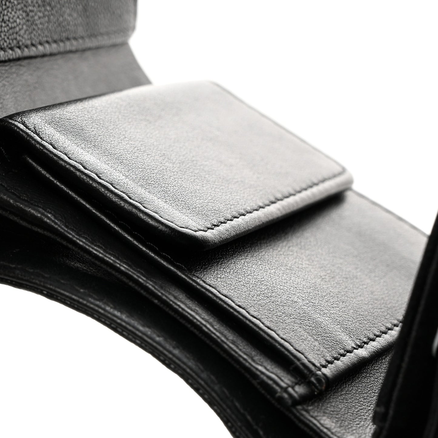 Caviar Quilted Compact Boy Wallet Black