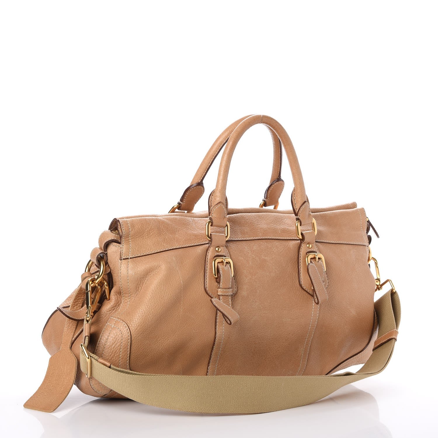 Prada Cervo Deerskin Shopping Satchel Naturale 4 of 15