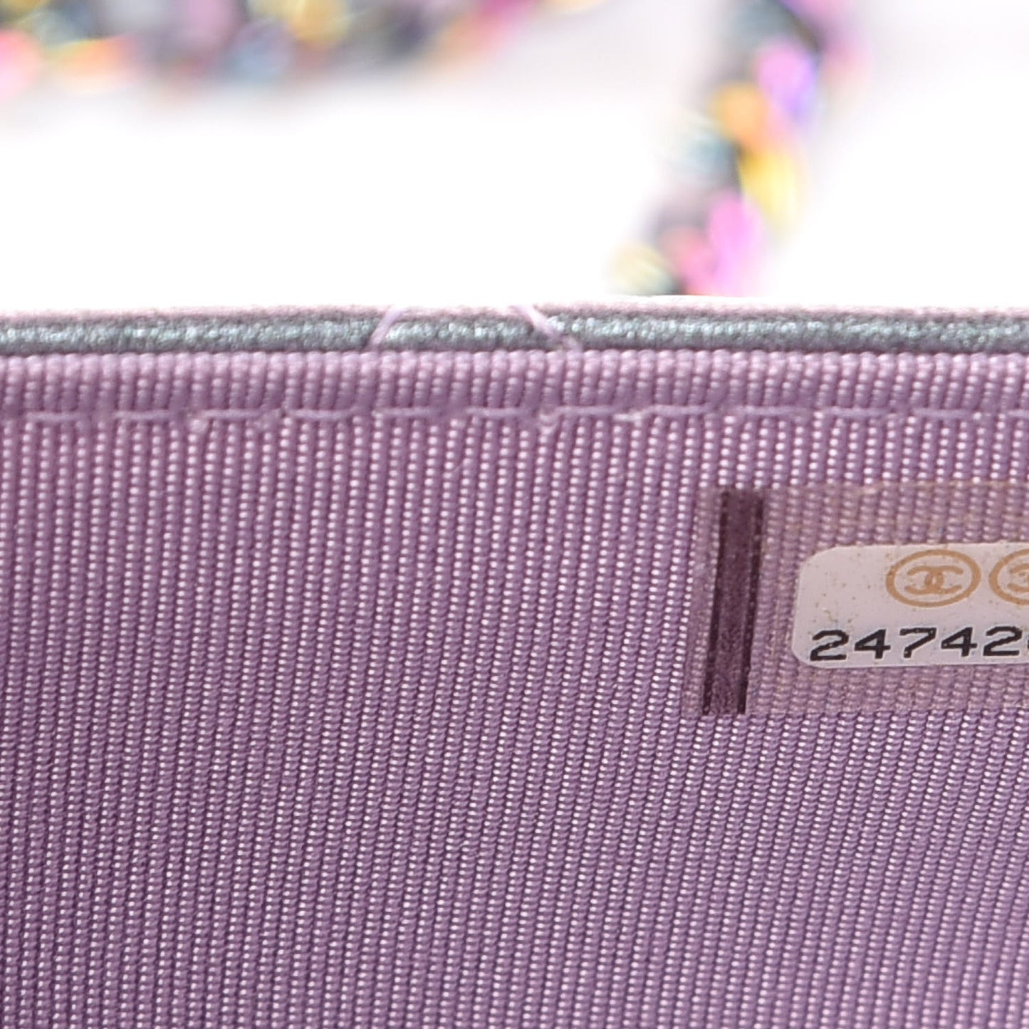 Iridescent Lambskin Quilted Reissue Wallet On Chain WOC Light Purple