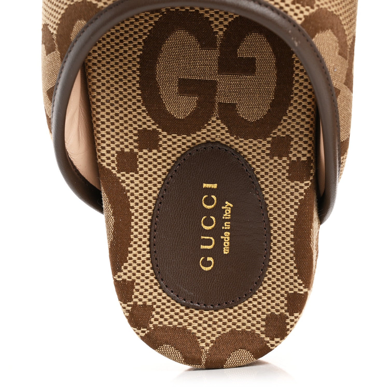 Gucci Monogram Jumbo GG Nappa Samoa Platform 40mm Slide Sandals 37 Camel Ebony New Acero 7 of 10