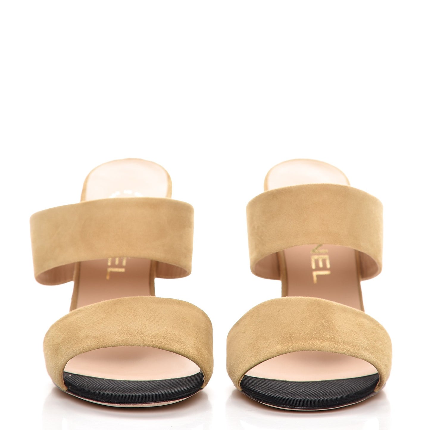 Suede Pearl Heel Sandals 35 Beige