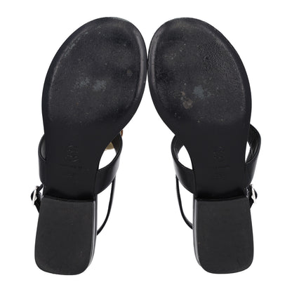 Chanel Lambskin Camellia Thong Sandals 36.5 Black White 7 of 10