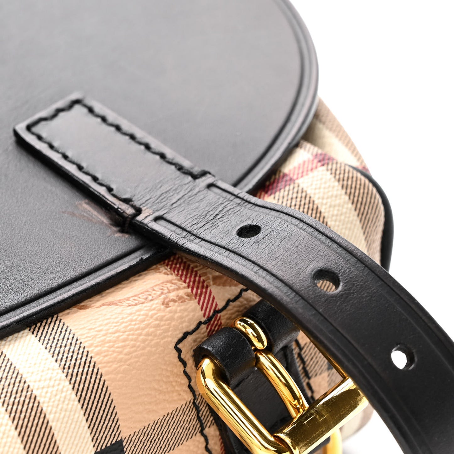 Calfskin Haymarket Check Small Bridle Satchel Black