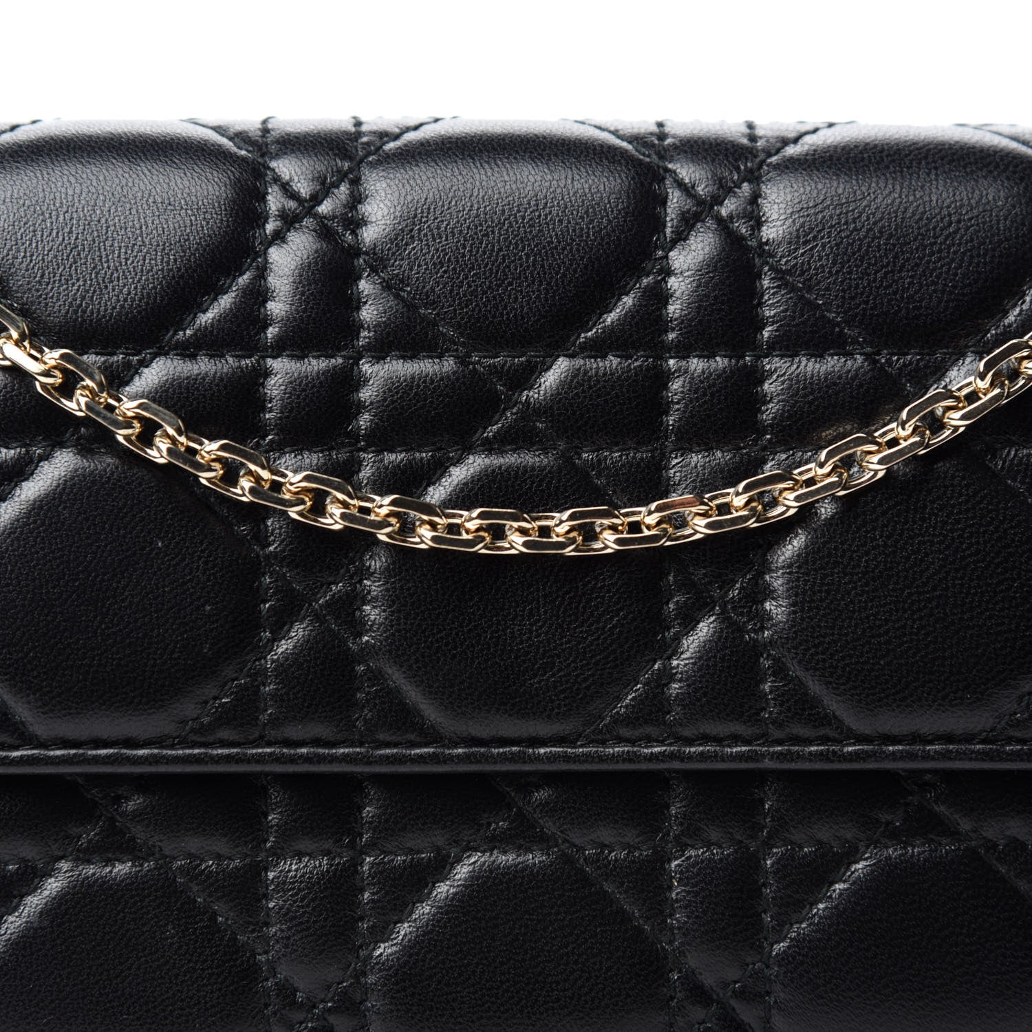 Christian Dior Lambskin Cannage Lady Dior Rendezvous Wallet On Chain Black 10 of 10